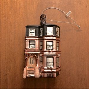 NWT West Elm Brownstone House Glass Ornament
